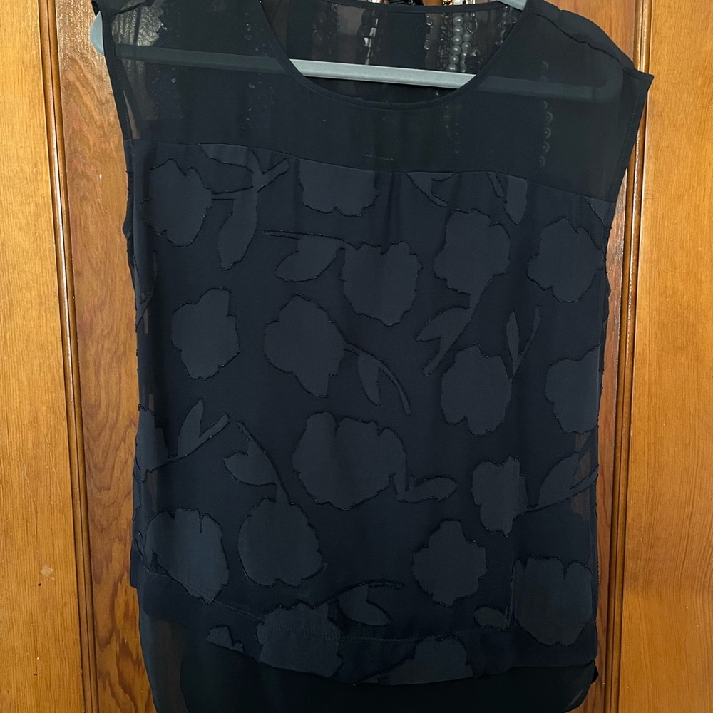 Black Floral Sleeveless Blouse